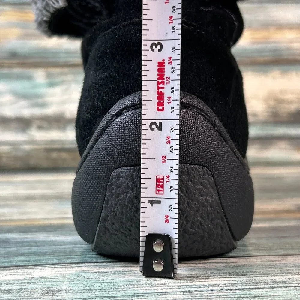 Klogs Footwear Boots Womens 8.5M Black Suede Slouch Pull On Wedge Faux Shearling